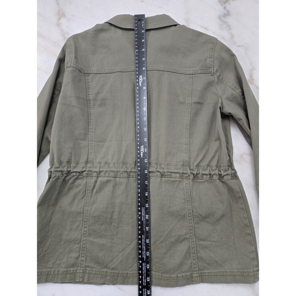 Express Womens Utility Jacket Utility Chic Zip Up Flap Pockets Army Green Size S - Picture 6 of 8